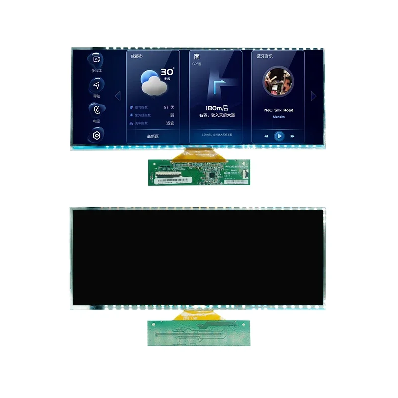 جديد Rjoytek مخصص UI برنامج أندرويد بار وحدة LCD 12.3 بوصة 1920*720 شريط عرض LVDS واجهة سيارة شاشة الكريستال السائل TFT LCD mo