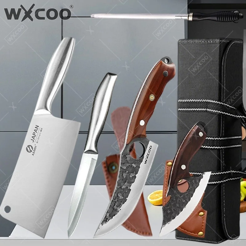 WXCOO Kitchen Chef Knife Butcher Knife Fruit Knife Boning Cutter Full Tang Handmade Forged Stainless Steel Cooking Tools
