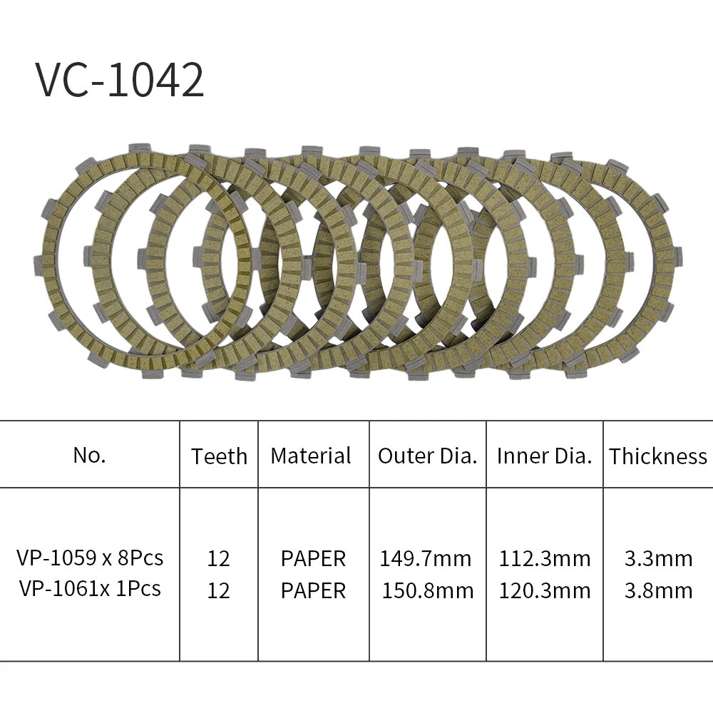 For Honda CB1000RS AC 2014 to 2019 CBR1000RA Fireblade ABS 2009-2016 Motorcycle Clutch Friction Plates 9PCS Paper Based Kits