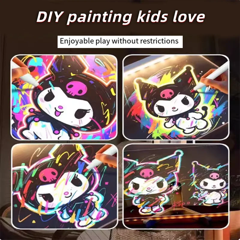 لوحة رسم مضيئة للأطفال لوحة جرافيتي بخط اليد لوحة فلورسنت أكريليك قابلة للمسح لوحة يدوية #4