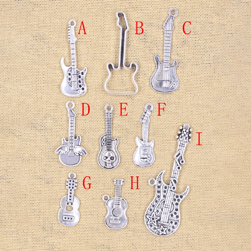 Charms Musical Guitar Dream Violin Antique Silver Color Pendants DIY Crafts Making Findings Handmade Tibetan Jewelry