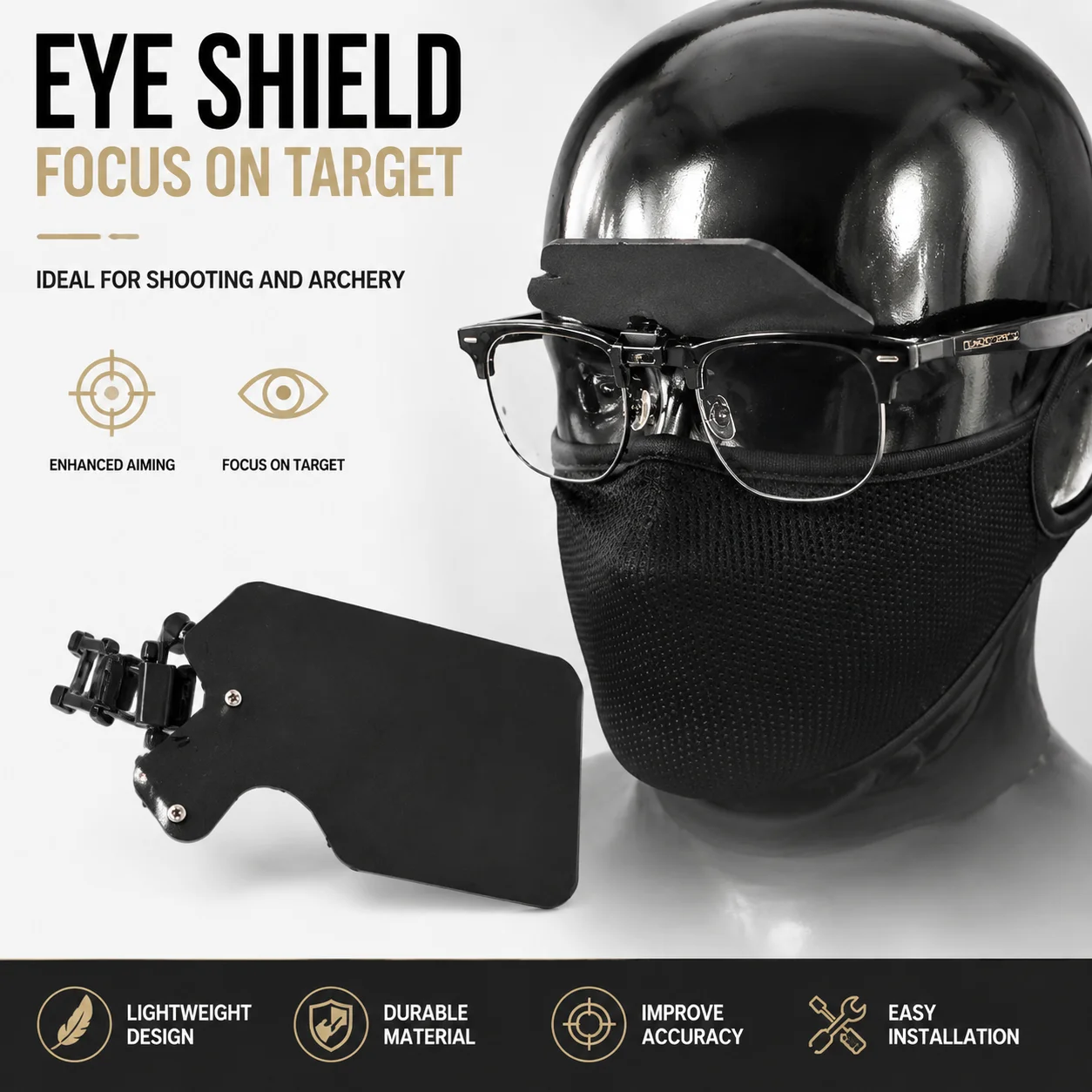 Tactical Shooting Eye Shield Archery Occluder Clip Aiming Aid for Rifle Competition Training Glasses ABS Carbon Fiber Options