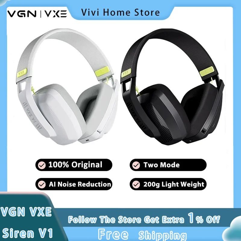 dual mode fones de ouvido sem fio bluetooth fones de ouvido leve para pc vgn vxe siren fps 53 24g baixa latencia 01