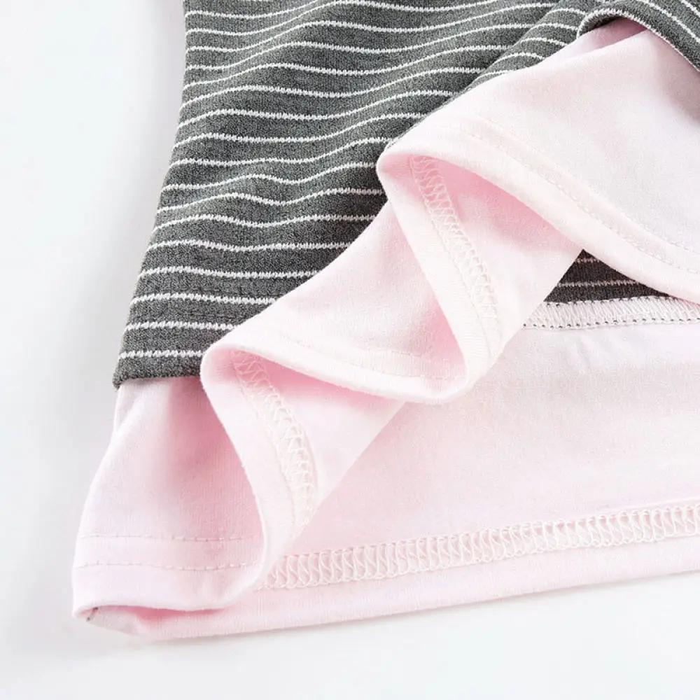 Retro Style Long Sleeve T Shirt Women Striped Fake Two Piece Slim Fit Top Button Accent Soft Knit Autumn Casual Apparel
