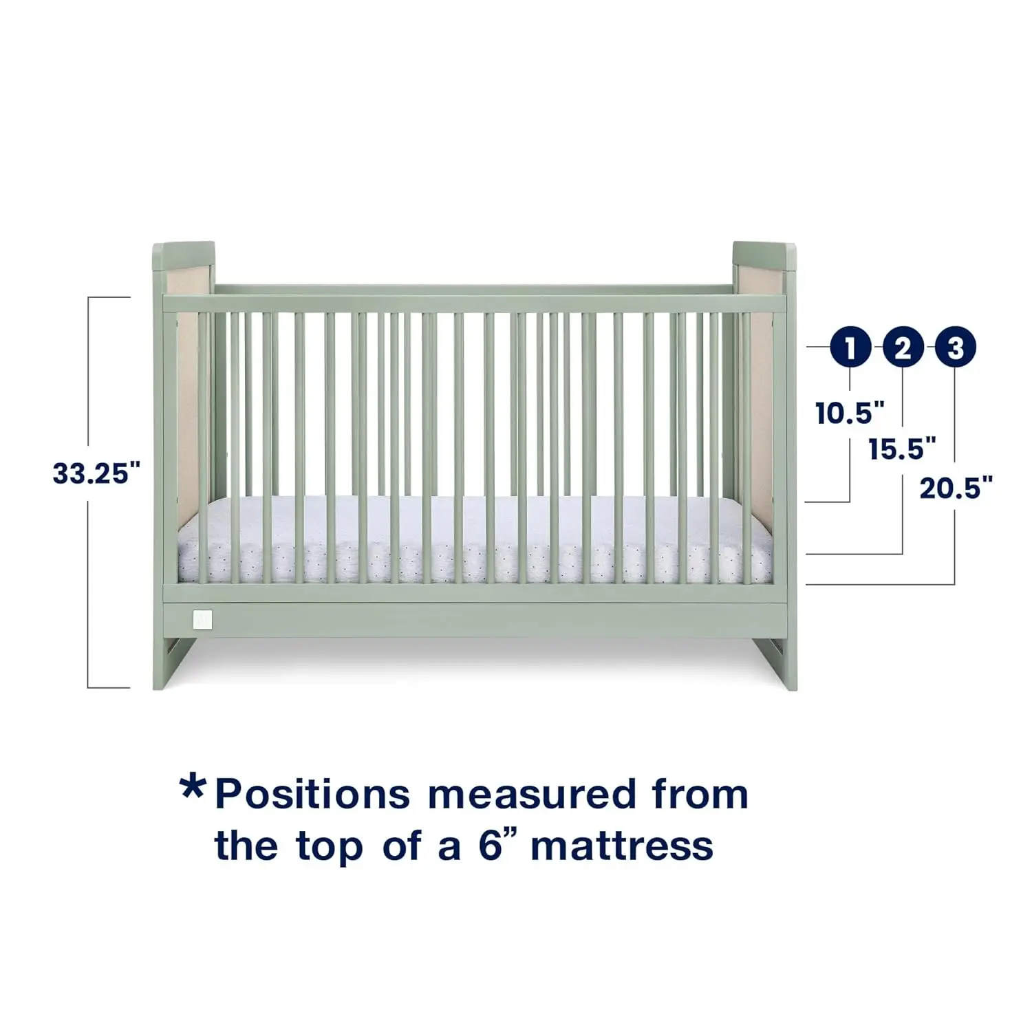 Łóżeczko rozkładane Delta Children babyGap Liam 4 w 1 - certyfikat Greenguard Gold, szałwiowo-zielony/naturalny