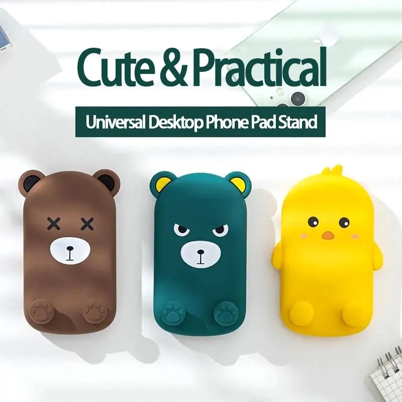 Cute Cartoon Bear Portable Cellphone Holder Foldable Lifting Mobile Phone Stand Desktop CP Stand