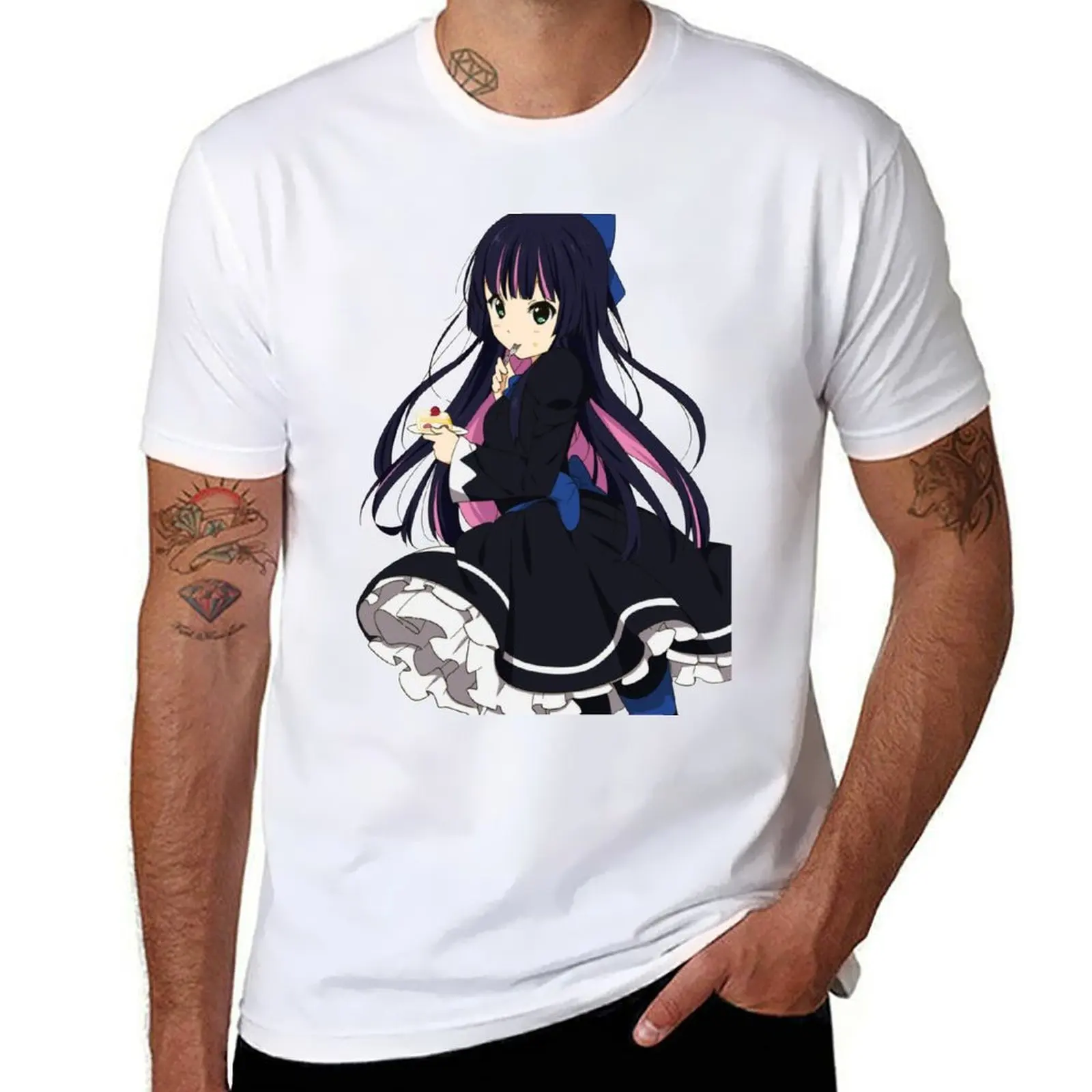 Stocking-ON! T-Shirt Vintage Print Crew Neck Tee