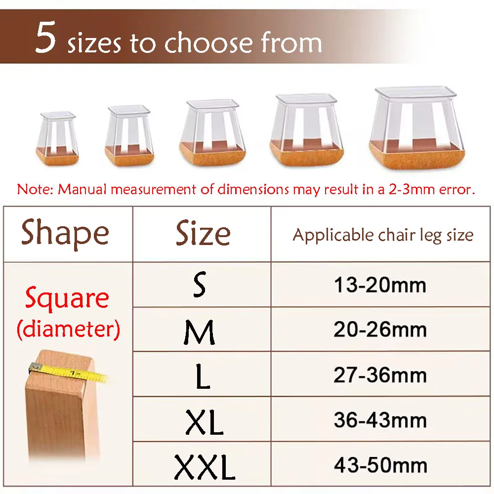 2-100Pcs Chair Leg Floor Protectors For Hardwood Floors Silicone Covers With Felt Bottom Scratch-Resistant & Noise Reducin