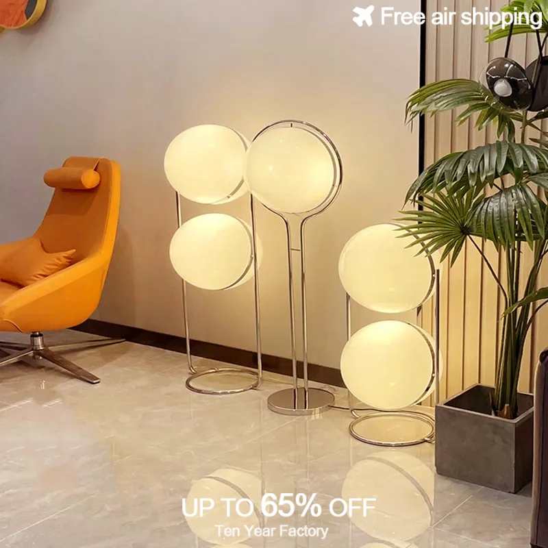 

Decorative LED Floor Light Metal with White Acrylic Ball Art Deco Design for Living Room Hotel Room Home Modern Standing Lamp