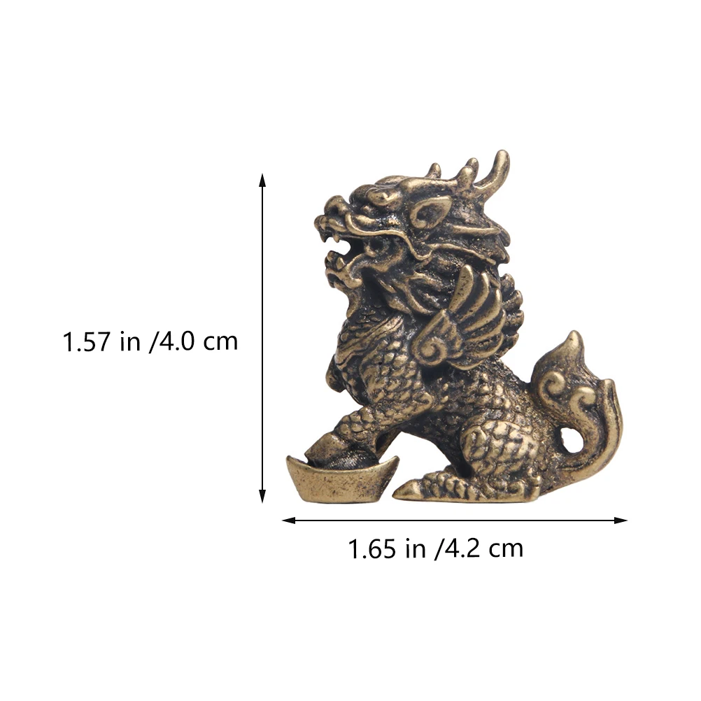 

2 Pcs Yuanbao Ornaments Home Decoration Asian Animal Kylin Statue Desktop Decorative Items Brass Room