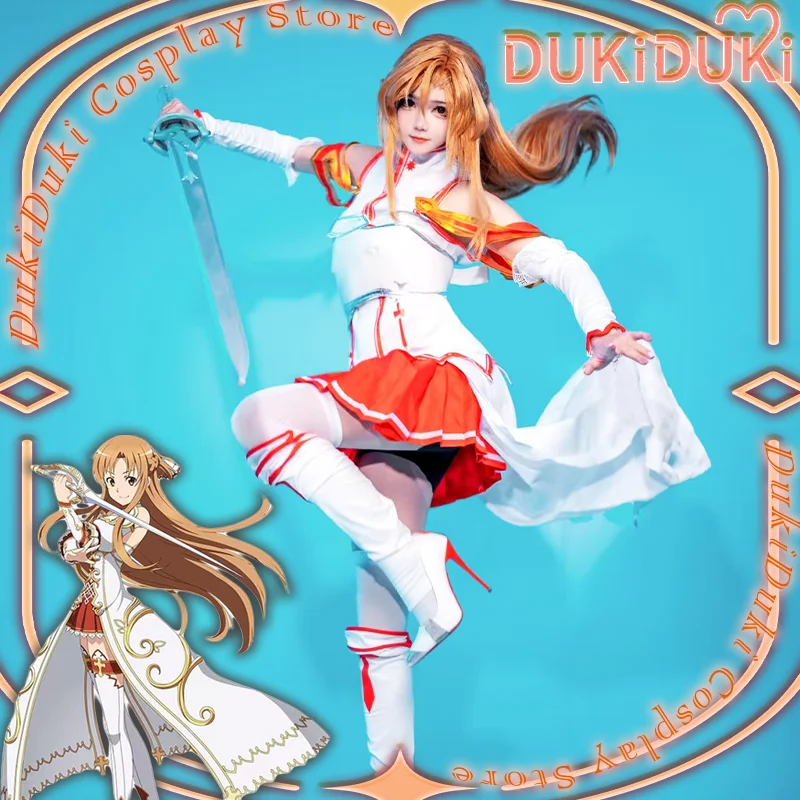 

Japanese Anime Sword Art Online Yuuki Asuna Cosplay Costume Full Sets Battle Suit for Women Dress Up Comic Exhibition Outfit Wig