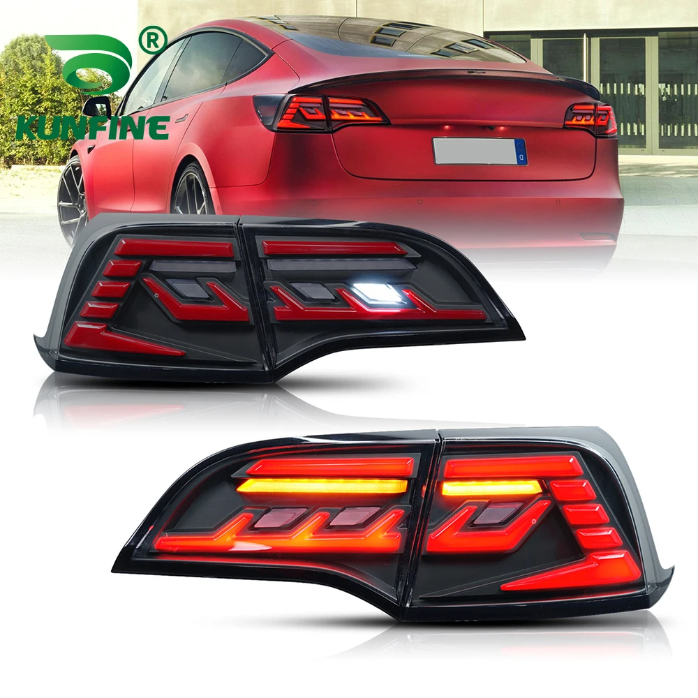 Pair LED Tail Lights For Tesla model 3 model Y 2017-2021 Brake Reverse Sequential Flowing Turning Signal Taillight Assembly