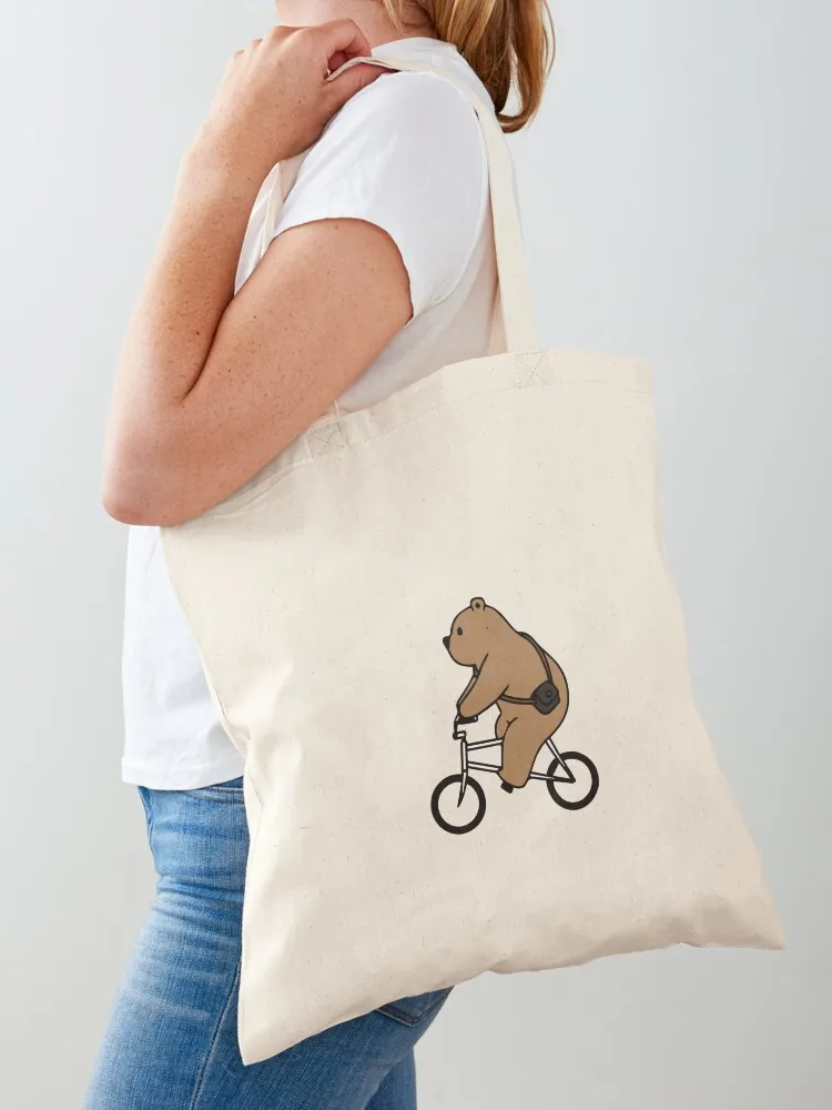 

Cycling Bear Tote Bag hand bags tote bag canvas Candy bags canvas tote