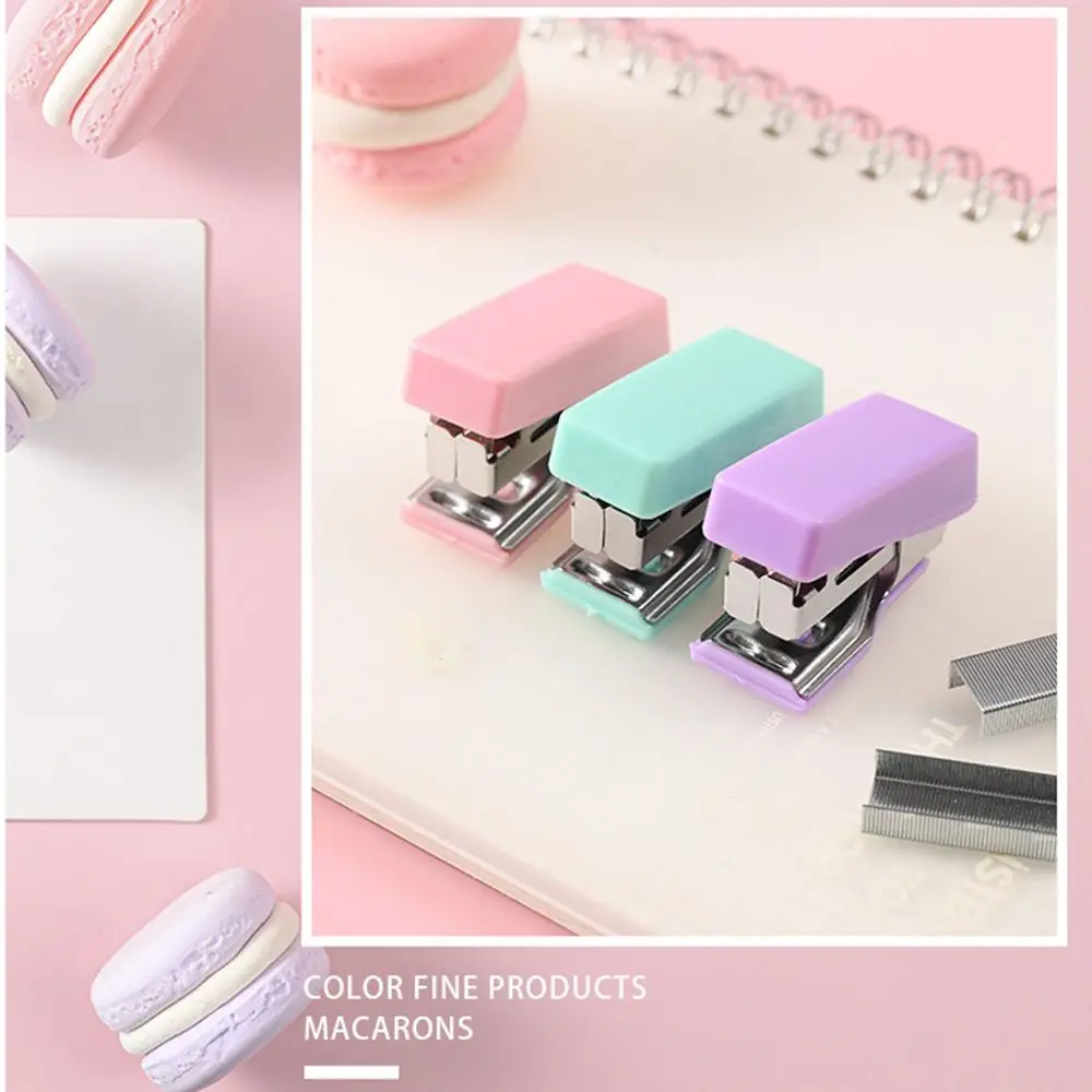 เครื่องเขียนสำนักงานโลหะสีโมรันดีชุดเครื่องเย็บกระดาษอุปกรณ์นักเรียนเครื่องมือเข้าเล่มพร้อมลวดเย็บ