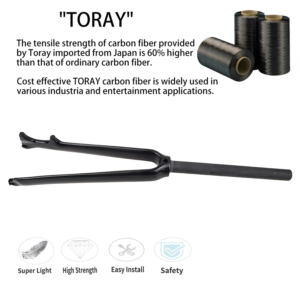 T800 Carbon Fiber Road Bike Fork 700C Disc Brake Compatible Straight/Tapered Tube 3K Gloss Matte