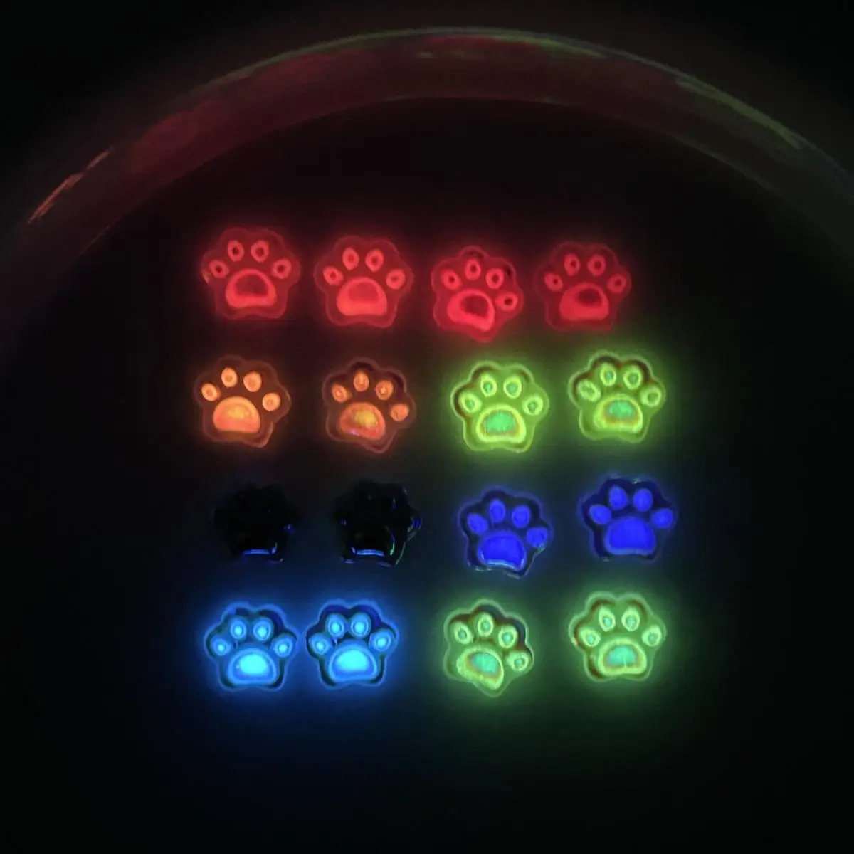 Random Mixed Cute Cartoon Cat Paw Nail Art Decoration Resin Dreamy Glow in the Night Cat Paw Nail Charms Supplies for DIY Crafts