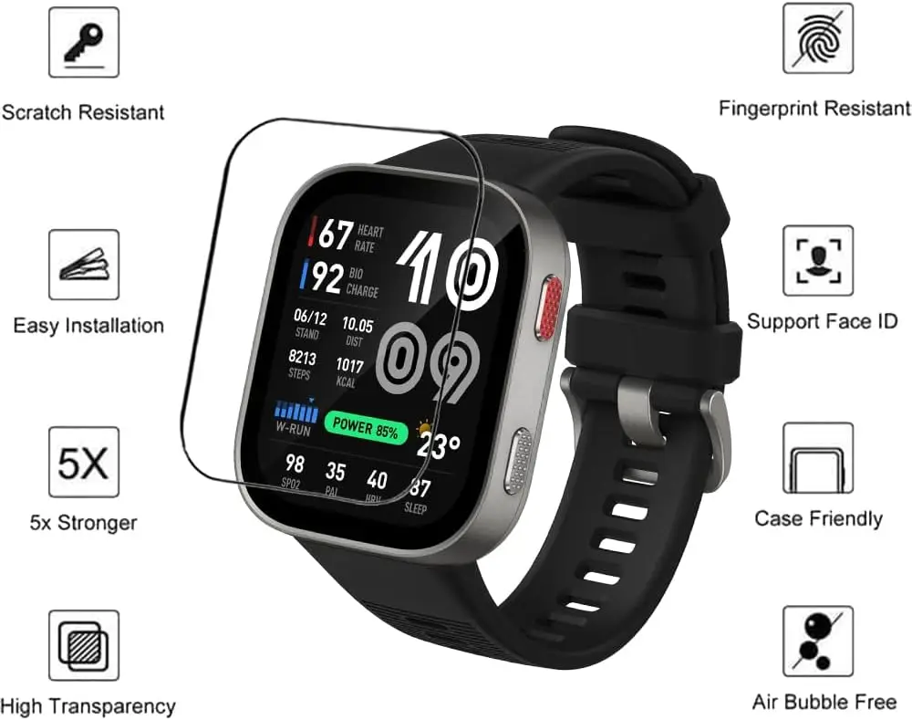 Easy Install Tempered Glass For Amazfit Bip Max Screen Protector Film Compatible For Huami Amazfit Bip Max Protective Glass