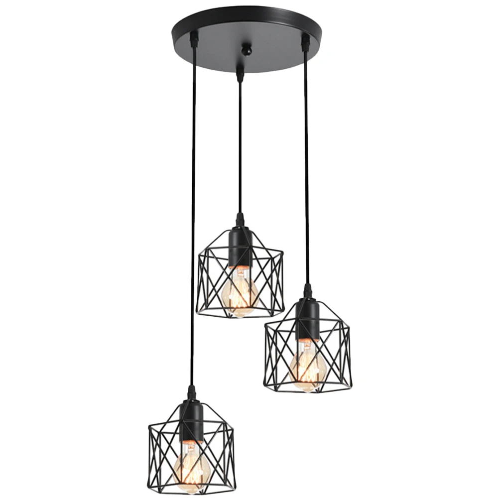 

3 Head Industrial Style Chandelier Pendant Light Ceiling Fixture Dining Room Lighting Black Rustic Hanging Kitchen Stairway Bar