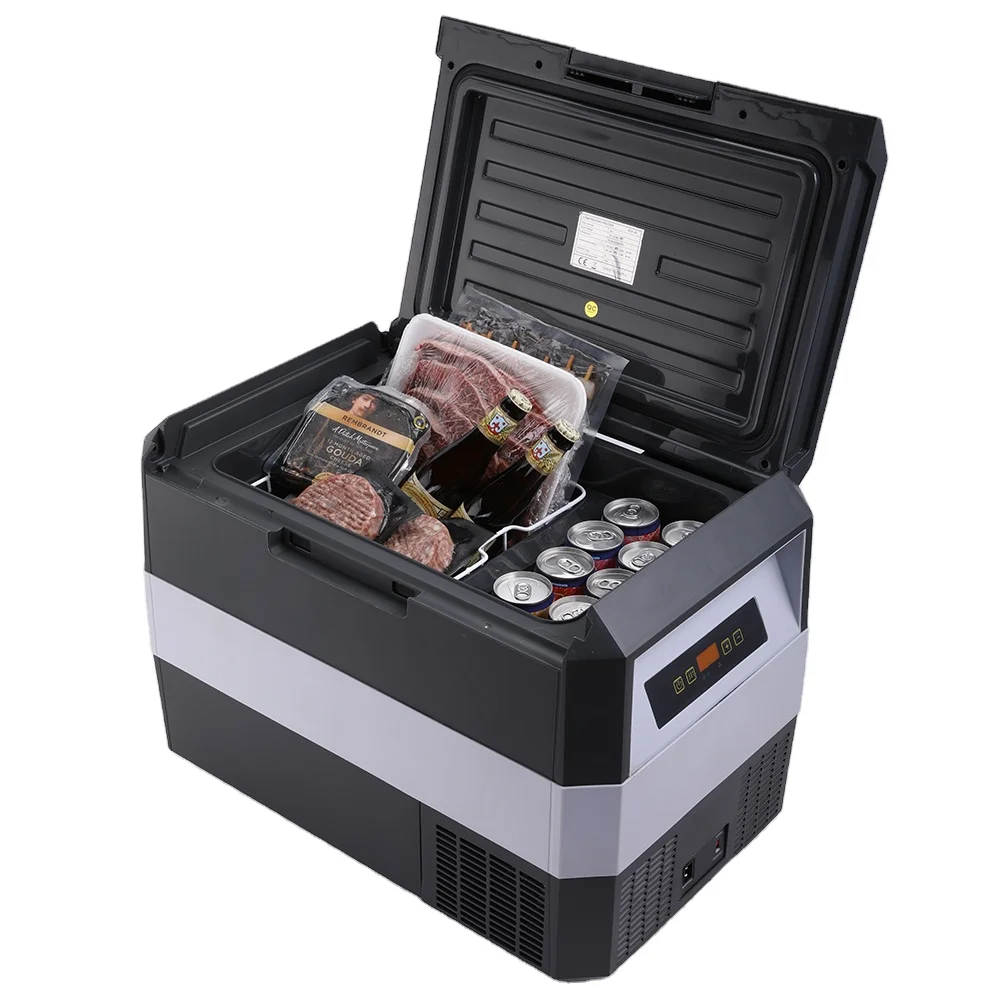 

33L Portable Cooling Box Outdoor Compressor Fridge Freezer Dual Zone Dual Control 30L DC 12/24V Black 60W CN;ZHE for Camping Car