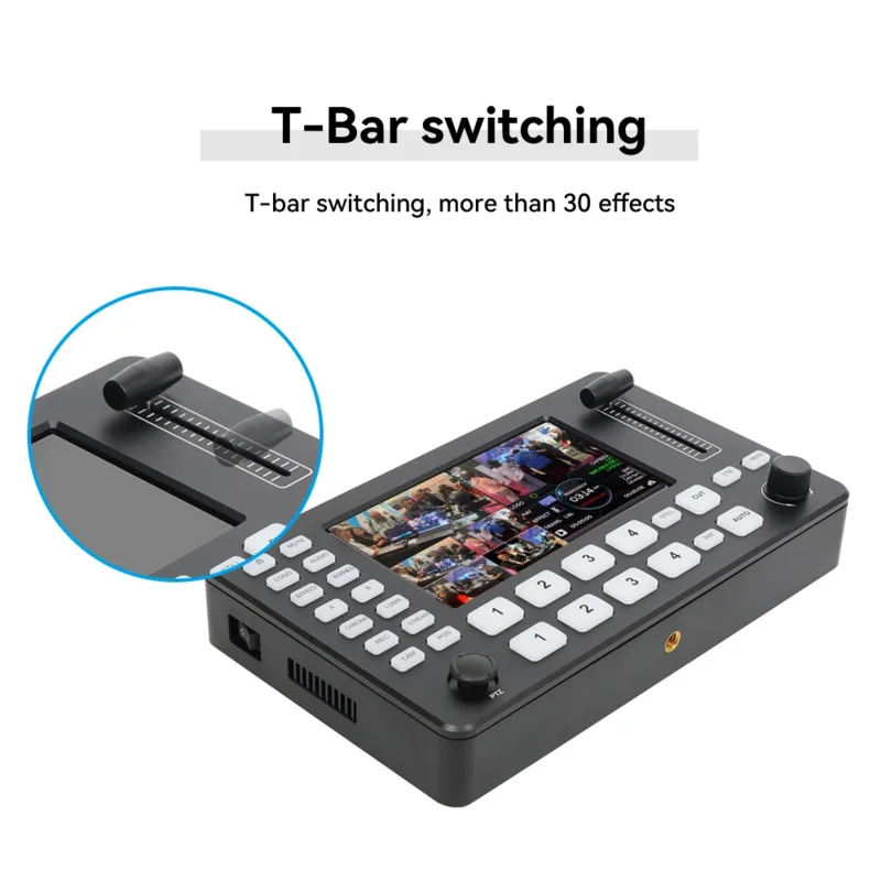 

НОВЫЙ мини-видеомикшер с 4 входами, PTZ-контроллер, 5-дюймовый HD-экран, идеально подходит для потоковой передачи в реальном времени,