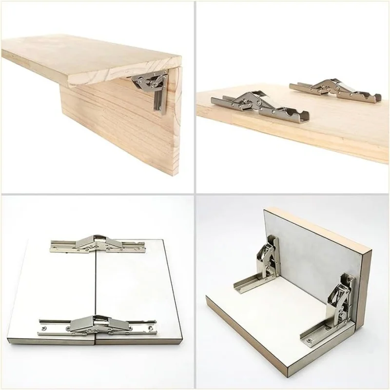 2 Stück/Set 90-Grad-Klappbeschlag für Türen/Regale, verdeckte Halterung, Tischhalter, Möbelteile, 90/180-Grad-Flachfeder-Klappbeschläge – Detail 7