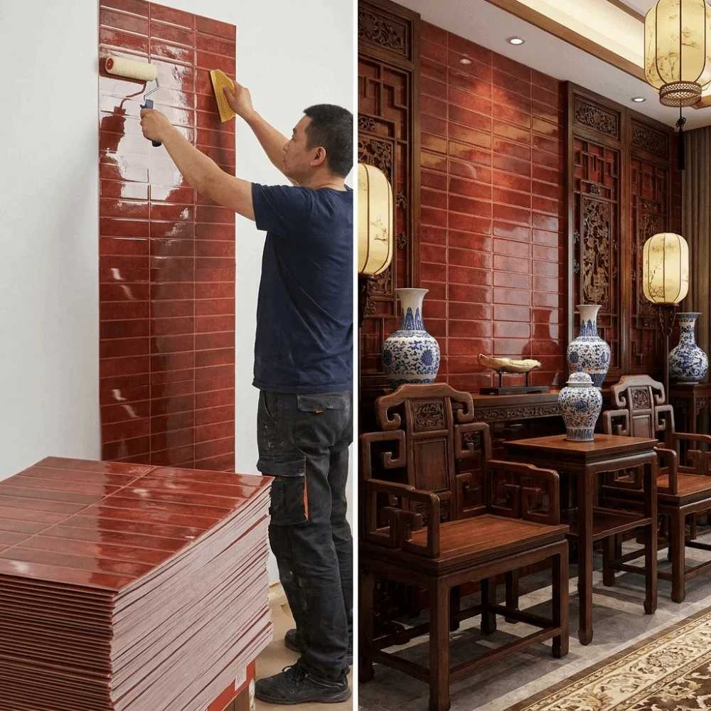 Strong Adhesive 3D Tile Stickers Three-Dimensional Layered Drip Glue Material Self-adhesive wallpaper Classic Neutral Styles