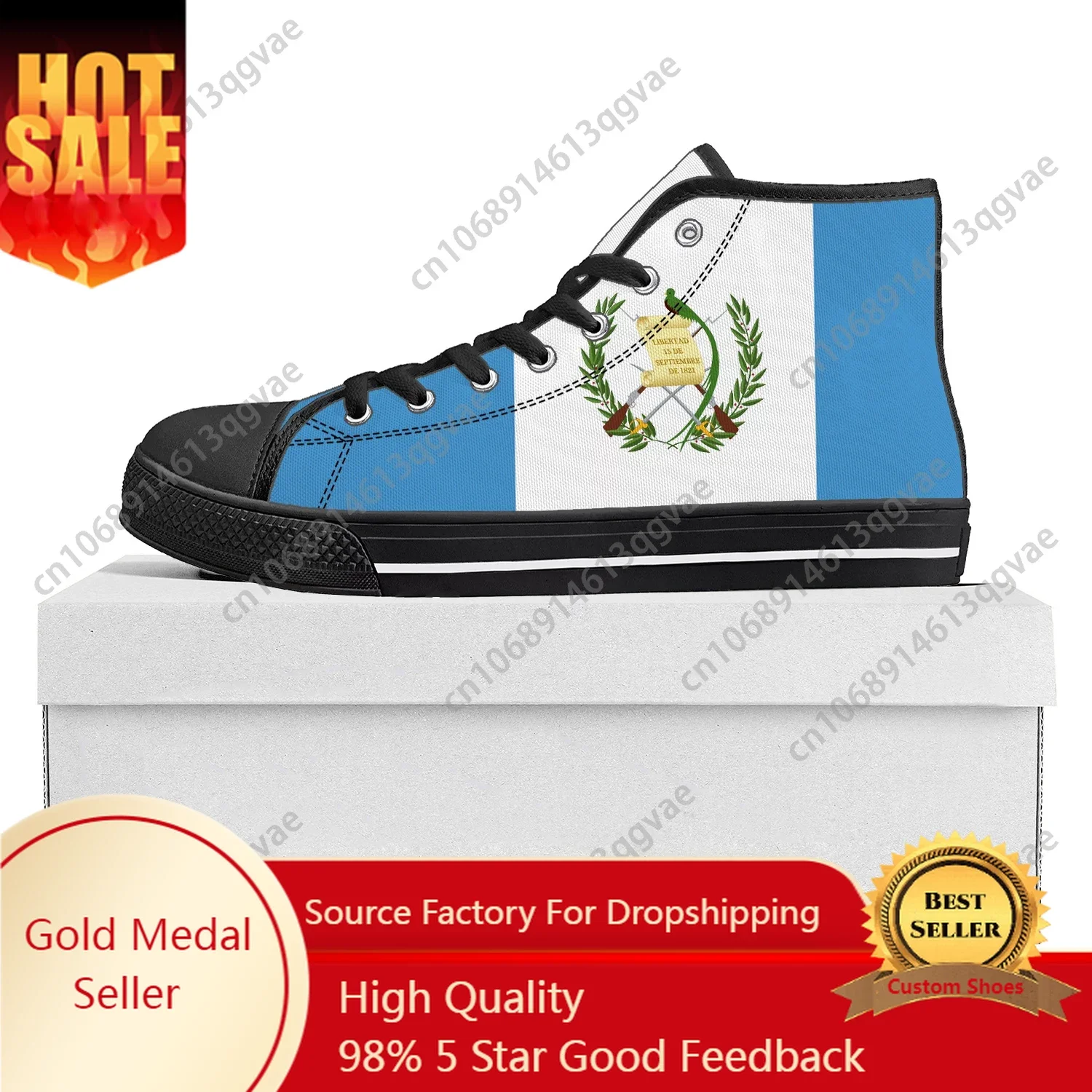 Guatemalan Flag High Top High Quality Sneakers Mens Womens Teenager Canvas Sneaker Guatemala Casual Couple Shoes Custom Shoe