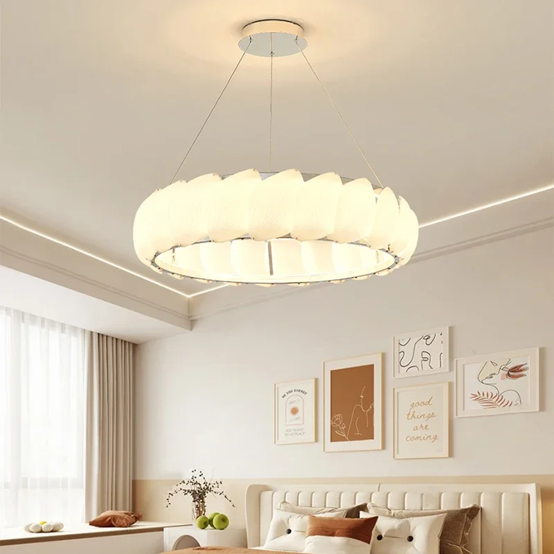 

French style new cream style light luxury pendant light creative shell living room pendant light