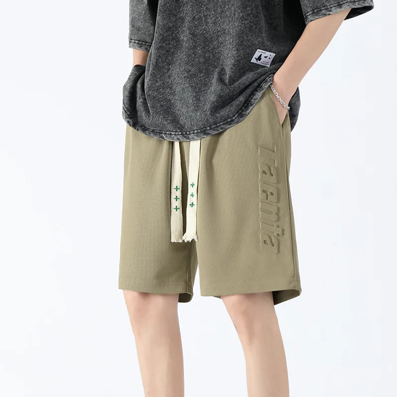 Summer Teens Quick Dry Embossed Shorts Boys' Lightweight Loose Fit 5-Point Casual Sports Wear Activewear