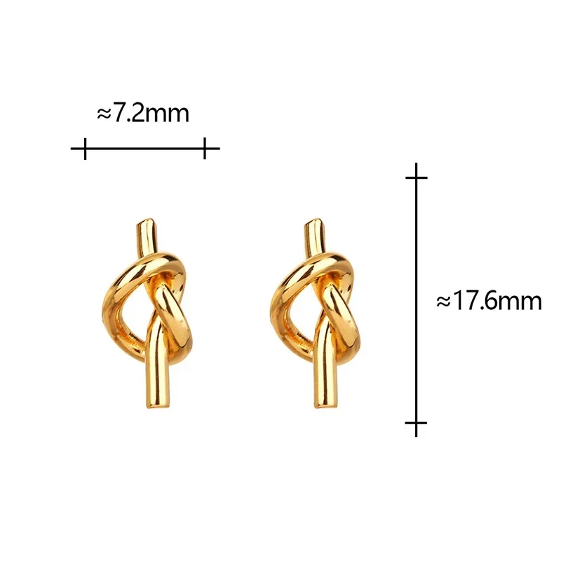 

Real 925 Sterling Silver 18K Gold Twisted Knotting Stud Earrings for Women Classic Fine Jewelry Geometric Accessories