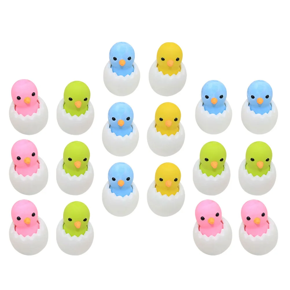 

18 Pcs Chicken Eraser School Supplies Cute Animal Stationery Kids Gifts Multi Color Practical Function For Students