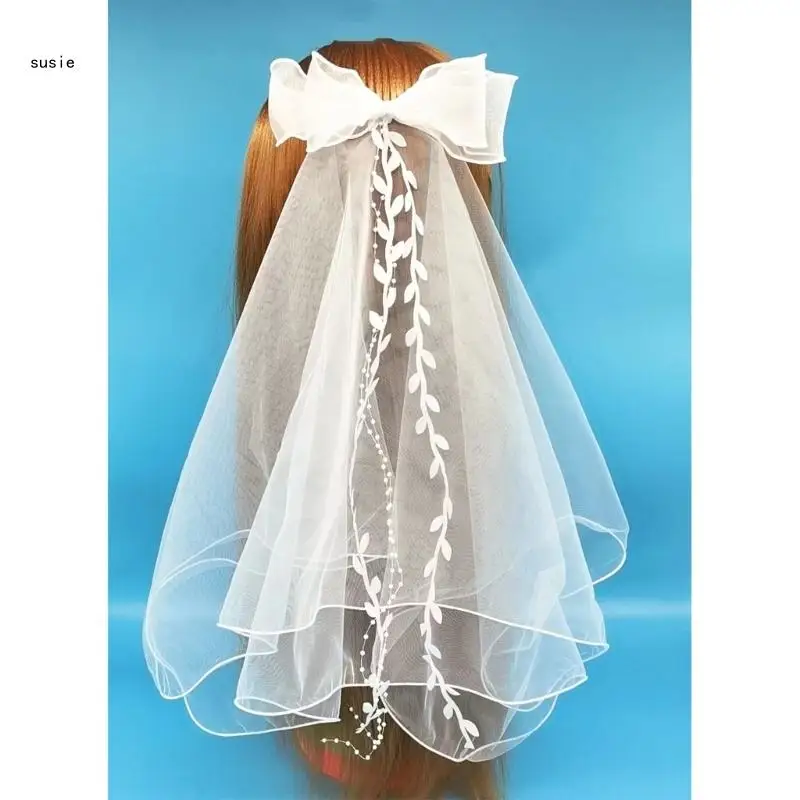 

X7YA Wedding Tulle Bridal Layered Veil with Vine&Bowknot Elegant Bridesmaids Supplies