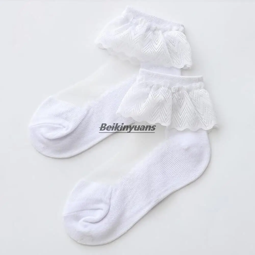 New spring/summer girls' socks glass ice silk girls lace socks breathable cool children's princess socks