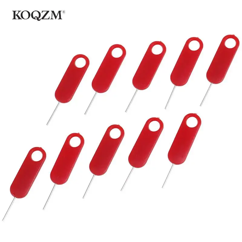 10pcs Red Sim Card Tray Removal Eject Pin Key Tool Stainless Steel Needle for smart phone