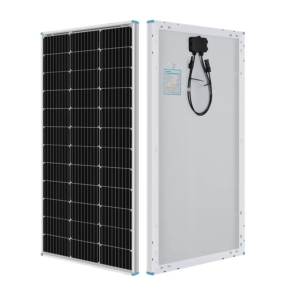 Renogy 100 Watt 12 Volt Off Grid Solar Premium Kit with Monocrystalline Solar Panel and 20A MPPT Rover Controller black