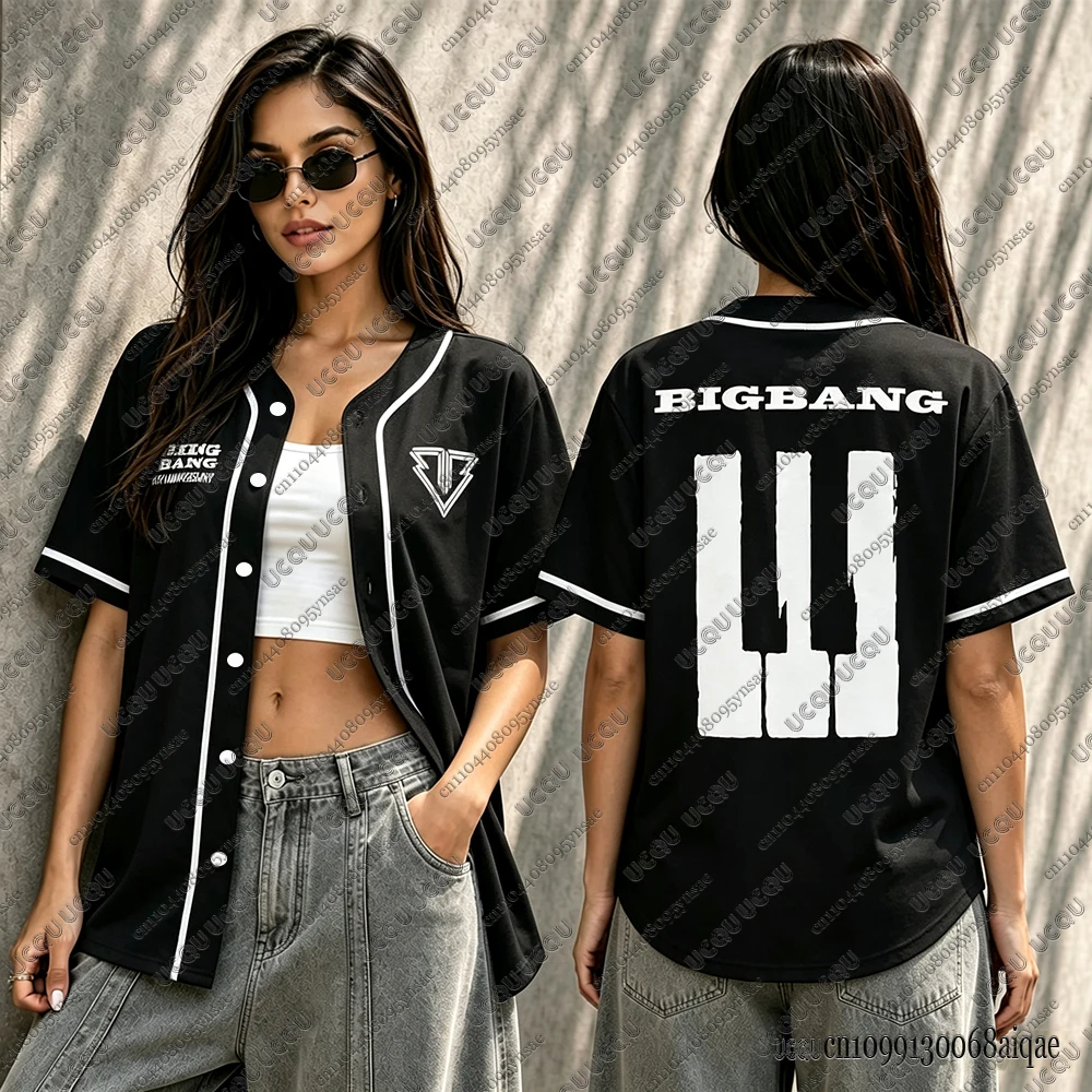 Korean Kpop 2026 World Tour Baseball Jerseys For Women Big Bang 20th Anniversary Mesh Sports Baseball Jerseys Y2K Concert Jersey