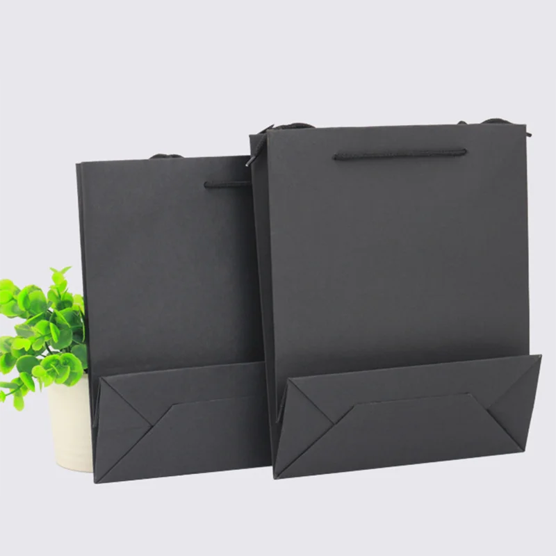 10Pcs Custom Logo Black Paper bag for jewelry package bag perfume personization paper bag for small business clothing packages