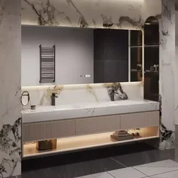 Bathroom Vanity Cabinet, Solid Wood Bathroom Sink, Modern Luxury Rock Plate Wash Basin with Smart Mirror for Hotel Home