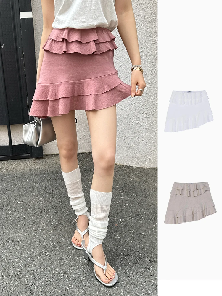 

Skin-friendly Lace Trim ort Skirt Brand Handpied by Expert Cotton Material Midi Length A-line Silhouette Pure Color