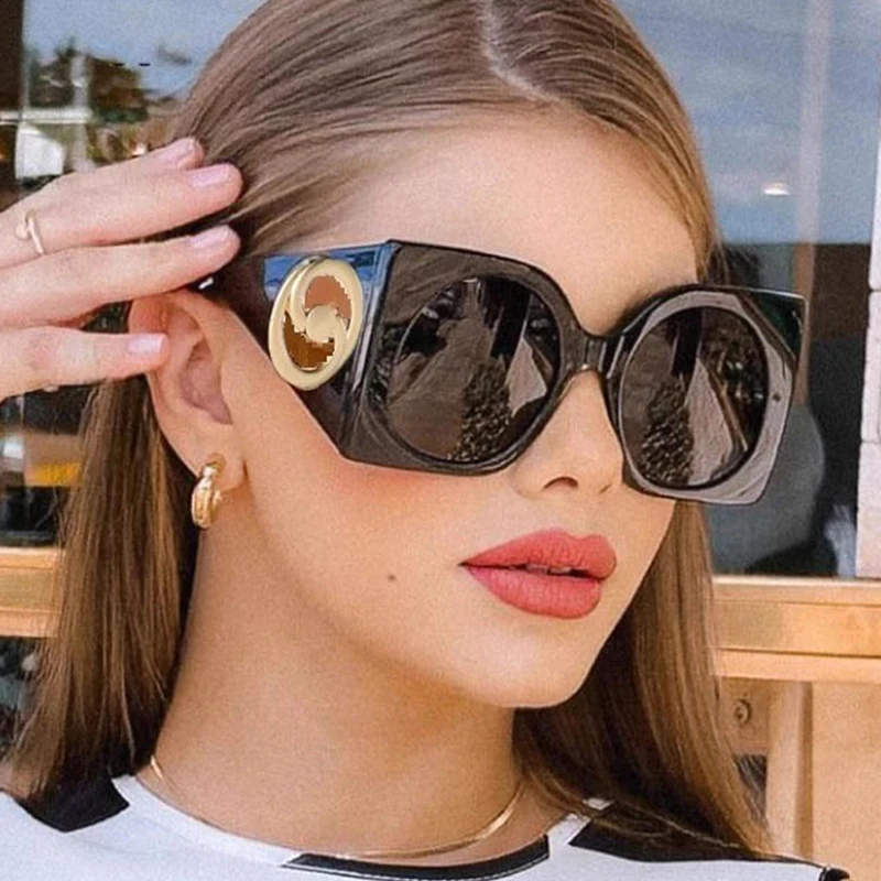 

FC105 New Wide Leg Square Oversize Sunglasses For Women Vintage Brand Gradient Sun Glasses Men Punk UV400 Eyewear Female Sahdes