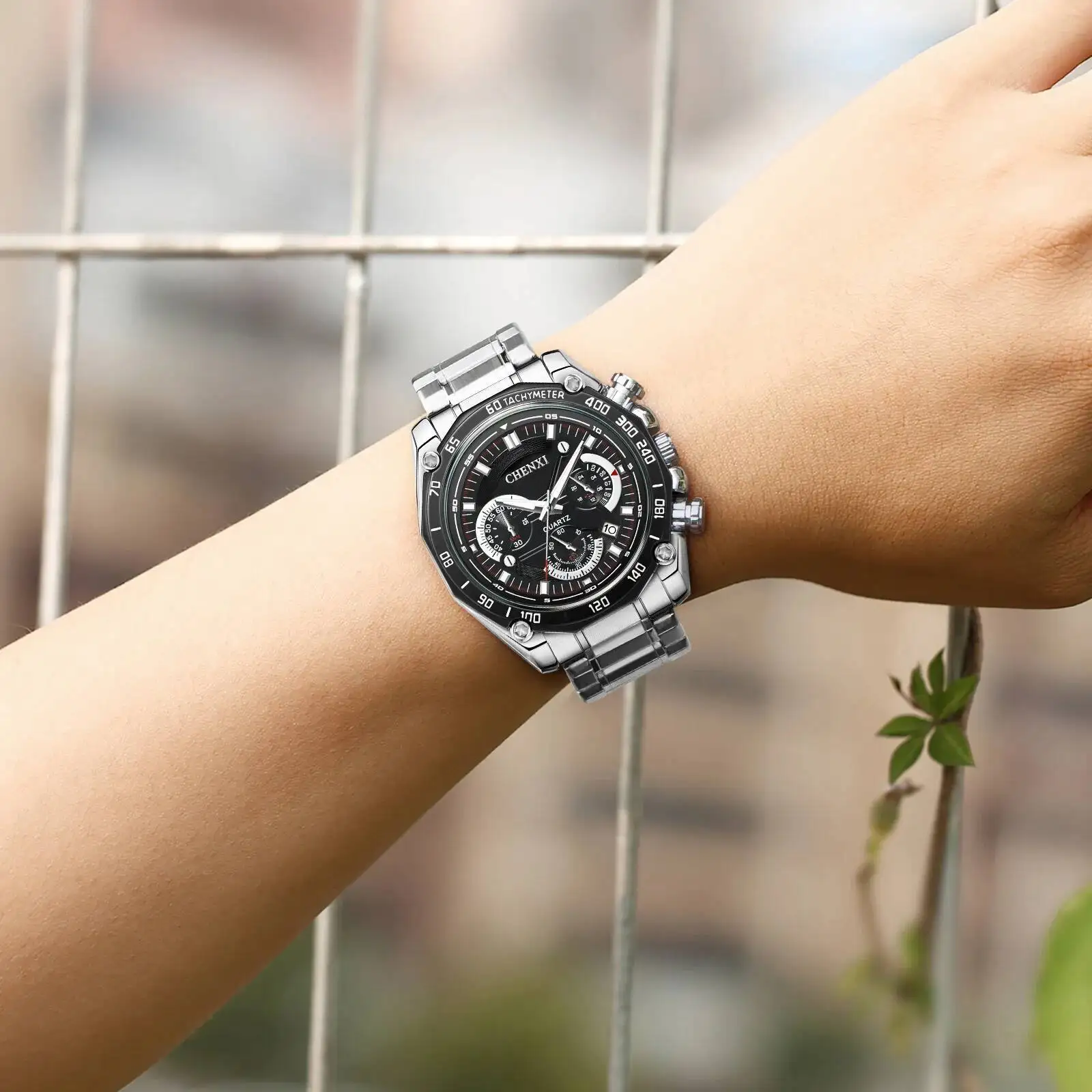 CHENXI 929A montre à Quartz pour hommes multifonction chronographe calendrier étanche bracelet en acier inoxydable montres de sport décontractées pour homme