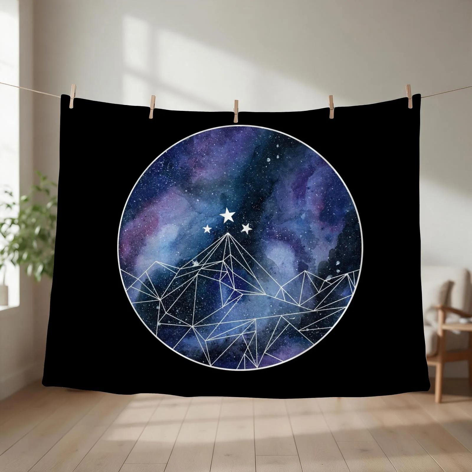 Night Court Symbol with watercolour and black Throw Blanket Retros Decorative Throw Hairy Blankets For Baby Blankets