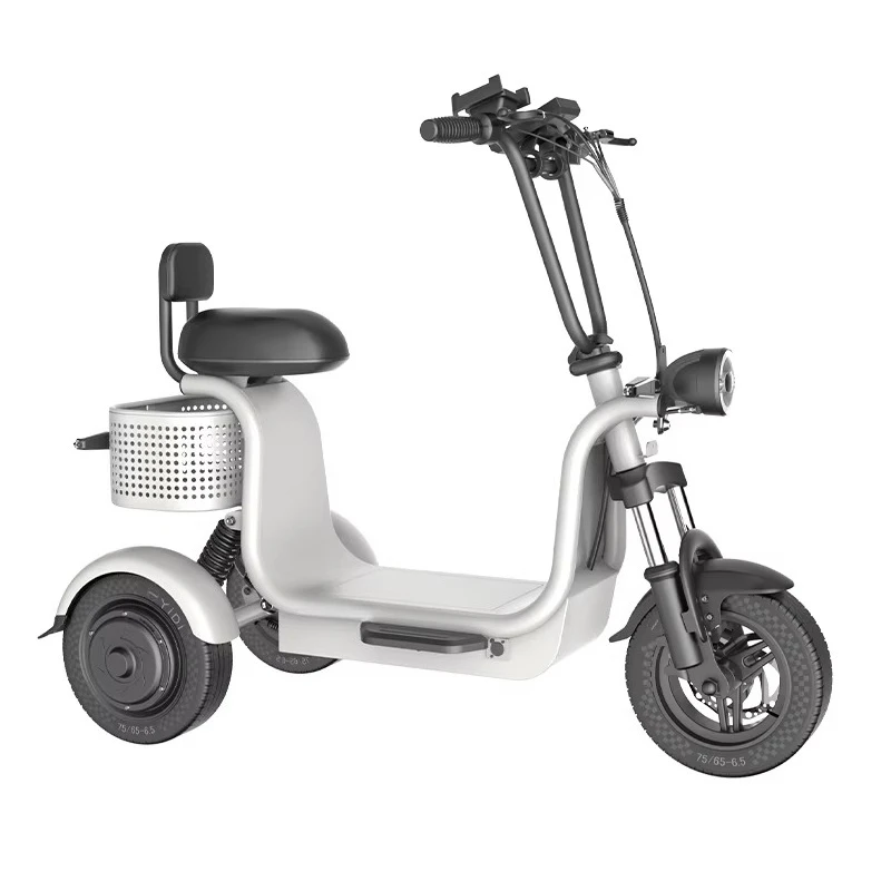 New Electric Tricycle with Battery Charger Adult Parent-child Travel Folding Three-wheeled Electric Bicycle