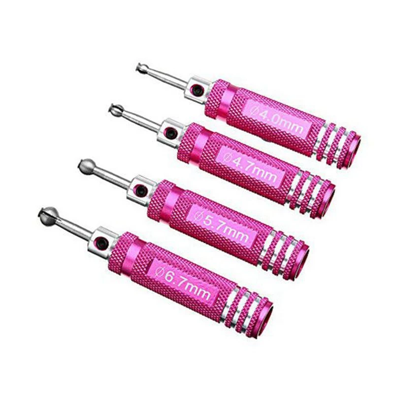 4Pcs Hard Steel 4.0/4.7/5.7/6.7Mm Ball Head Reamer Driver Repair Tools Kit For RC Model Tool