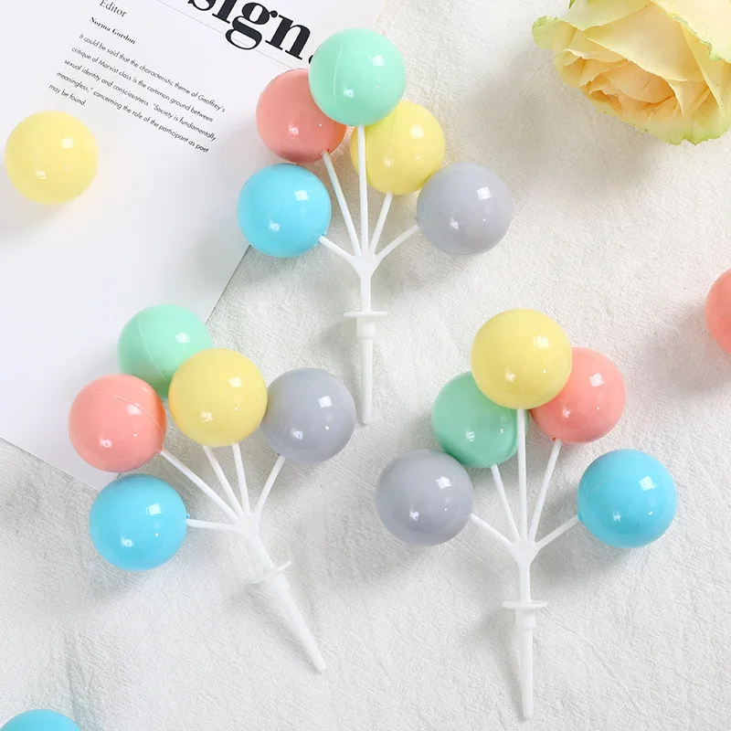 1pc Macaron Ball Kuchen Topper Kunststoff Gefälschte Ballon Kuchen Plug-In Dekoration Geburtstag Valentinstag Hochzeit Dessert Einsatz Party