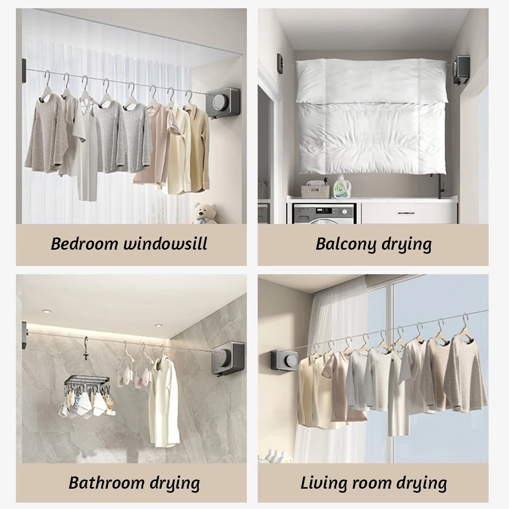 Household Wire Telescopic Clothesline Rust-Proof Anti-Sagging Laundry Line for Indoor Outdoor