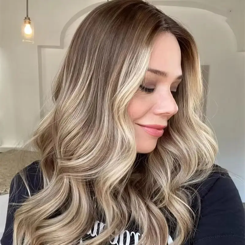 

Высококачественный бесшовный парик 13x4 с свободной линией роста волос, омбре, коричнево-русый, синтетический, с HD-кружевной передней частью, с мелированными светлыми прядями, для женщин