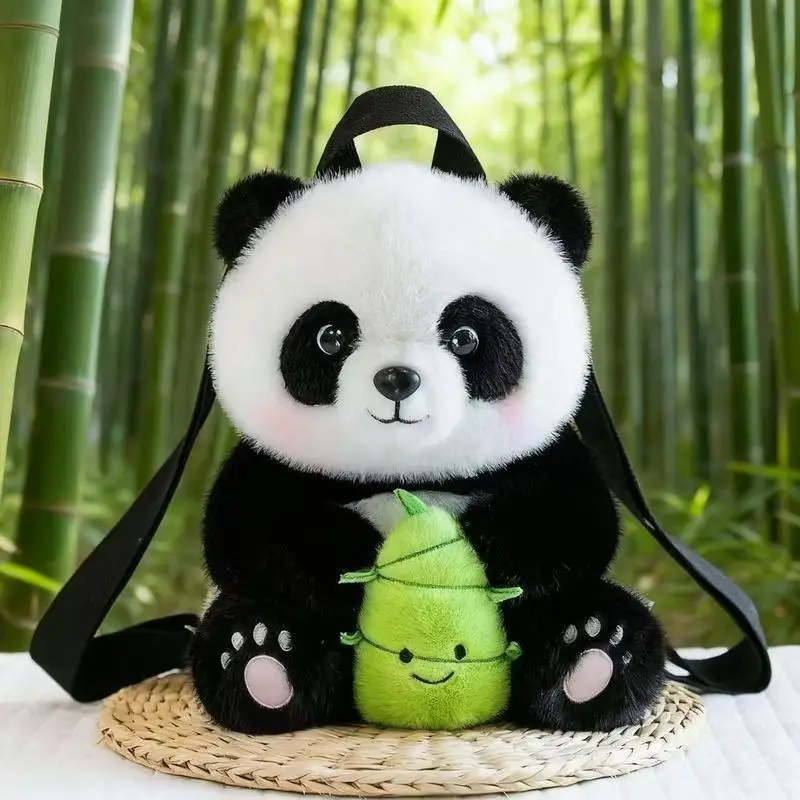 Cute Bamboo Plush Panda Backpack Soft Stuffed Shoulder Bag For Daily Travel Chengdu Souvenir Perfect Gift For Adult Daily Use