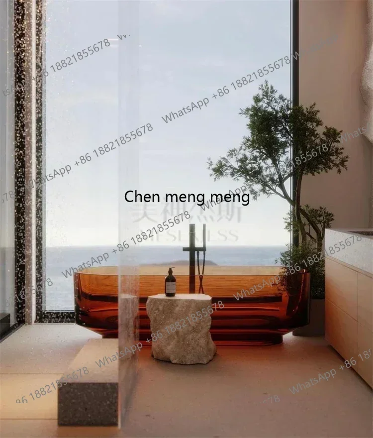 F182Amber Transparent Resin Detached Hotel Villa Clubhouse Double Adult Bath Tub