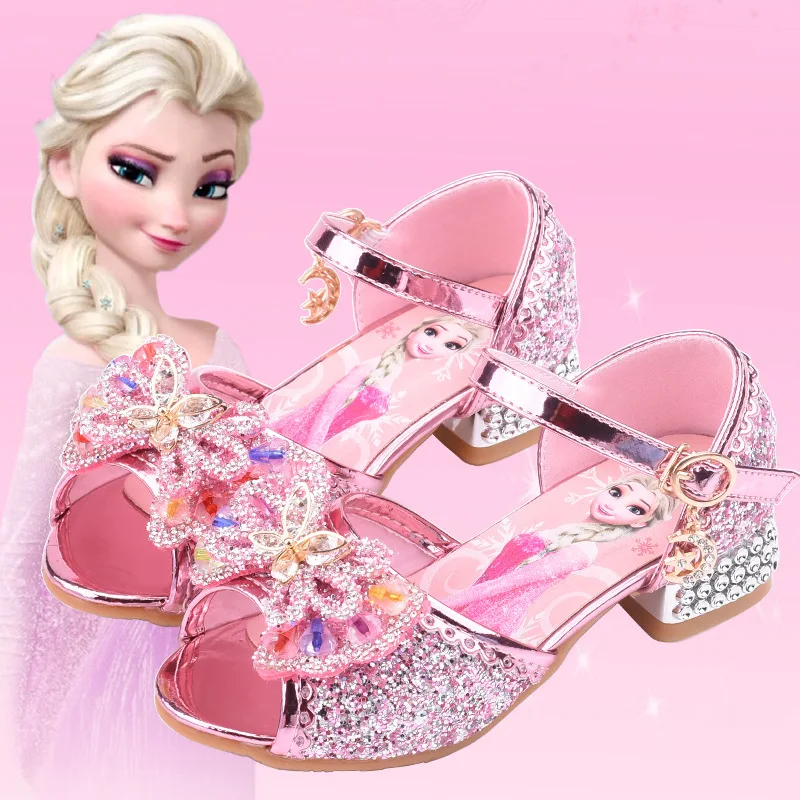 

Disney new Elsa Shoes For Girls Cartoon Leather Children Shoes Frozen Princess Kids Shoes Girl Sandals Dress Snow Queen Sandal